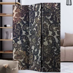 Discount Wohnen Klappbarer Paravent mit Druckmotiv Spitze - Amby