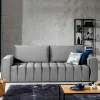 New Wohnen Klappcouch in Hellgrau Samtbezug - Grosky