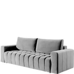 New Wohnen Klappcouch in Hellgrau Samtbezug - Grosky