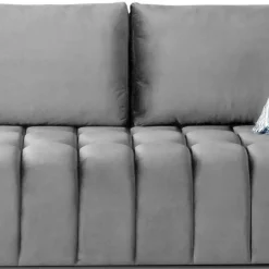 New Wohnen Klappcouch in Hellgrau Samtbezug - Grosky