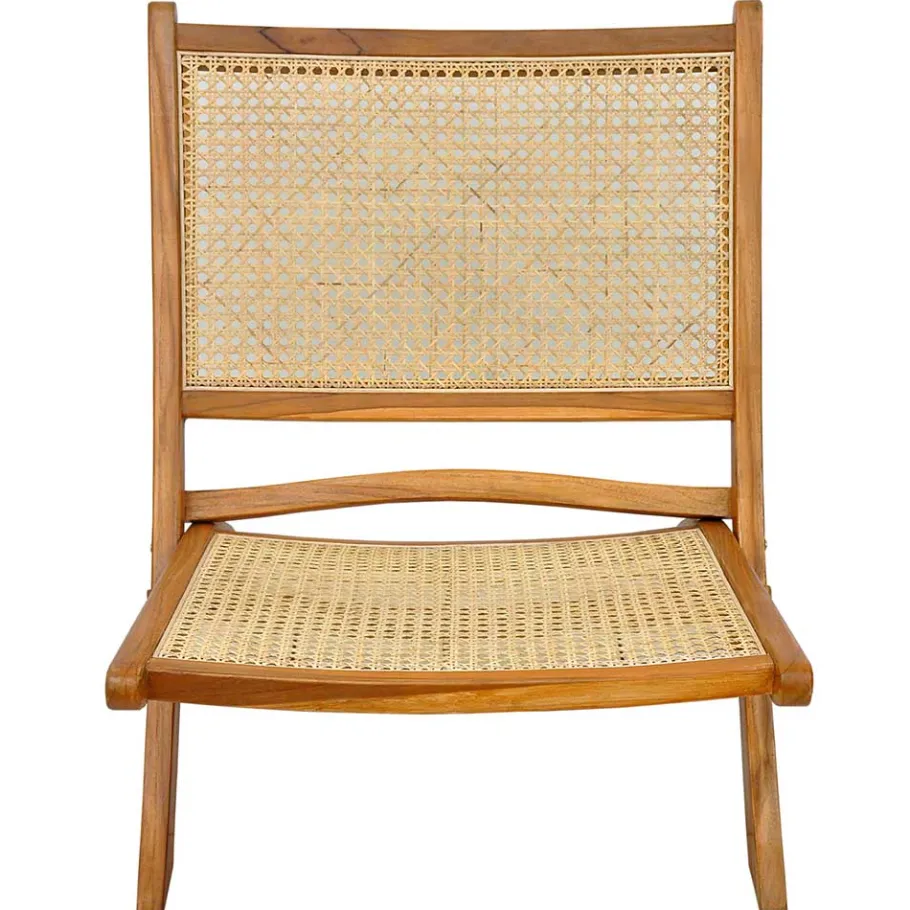 Discount Wohnen Klappsessel mit Wiener Geflecht aus Teak & Rattan - Vilrada