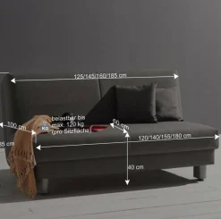Discount Wohnen Klappsofa in Hellgrau Jerome mit 120x200 140x200