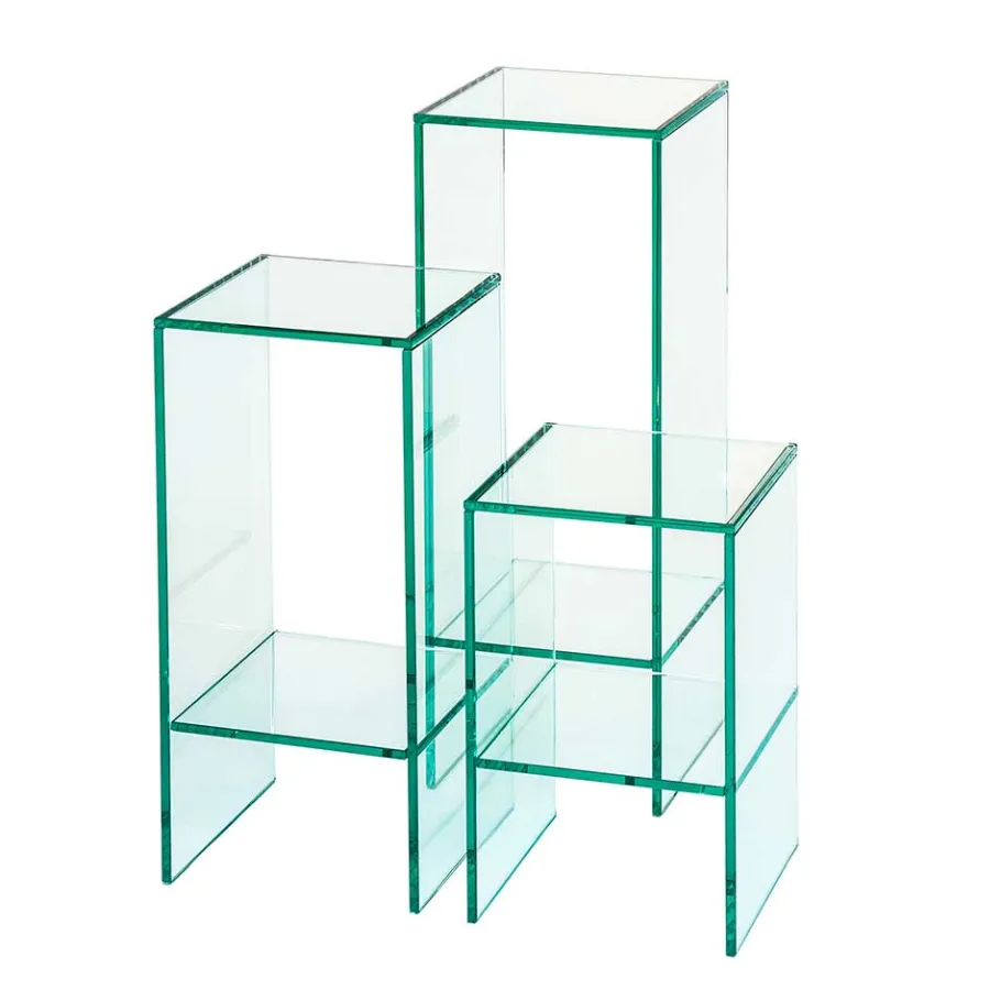 New Wohnen Klarglas Beistelltisch mit quadratischer Tischplatte - Weyna