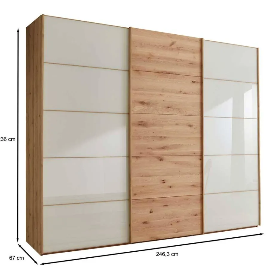 Discount Wohnen Kleiderschrank 250 cm breit mit zwei Höhen - Nikoba
