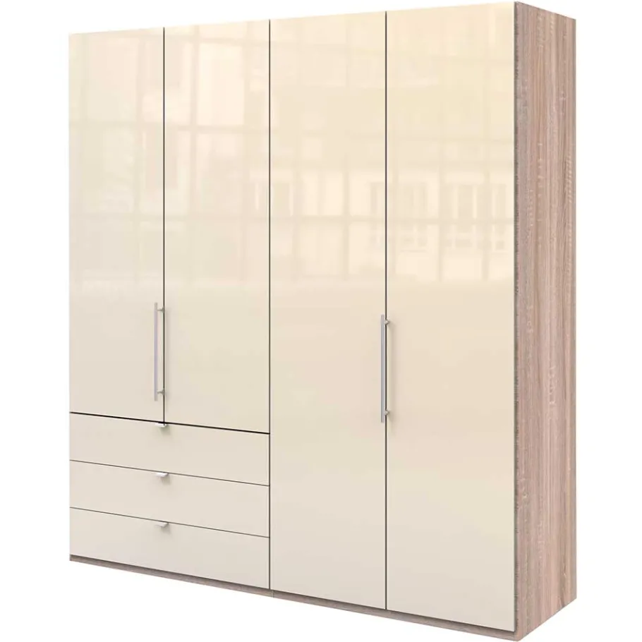 Best Wohnen Kleiderschrank 200cm breit in Creme Glas - Rativian