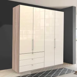 Best Wohnen Kleiderschrank 200cm breit in Creme Glas - Rativian