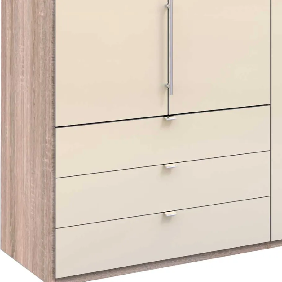 Best Wohnen Kleiderschrank 200cm breit in Creme Glas - Rativian