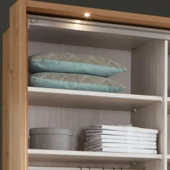 Online Wohnen Kleiderschrank in Eiche Bianco & Spiegel - Paniola