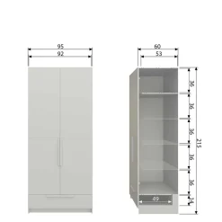 Sale Wohnen Kleiderschrank in Hellgrau - Anela