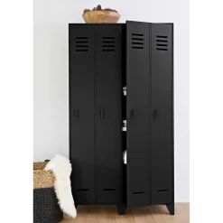 Hot Wohnen Kleiderschrank in Spind Optik aus Holz und Holzwerkstoff - Tivegos