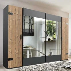Clearance Wohnen Kleiderschrank in Tanne Dekor & Grau - Ardila