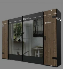 Clearance Wohnen Kleiderschrank in Tanne Dekor & Grau - Ardila