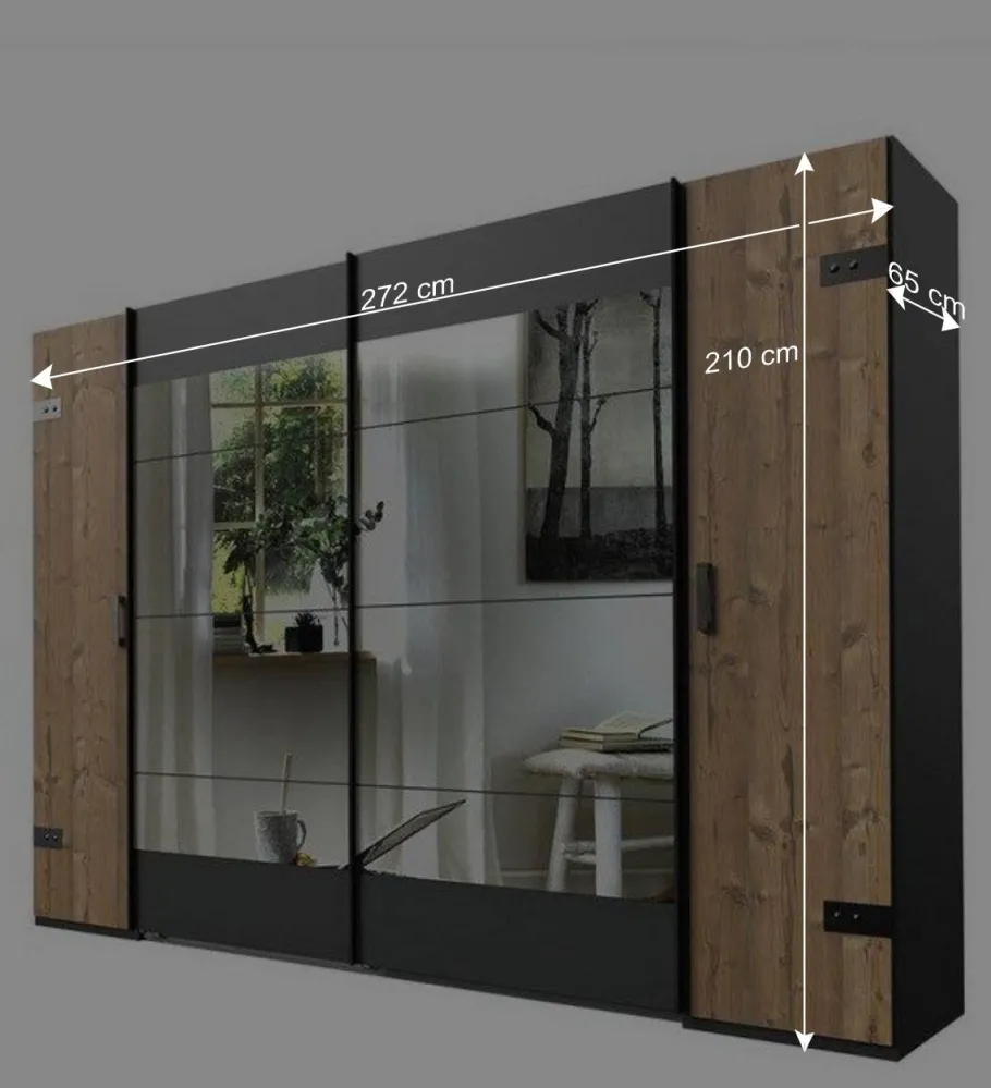 Clearance Wohnen Kleiderschrank in Tanne Dekor & Grau - Ardila