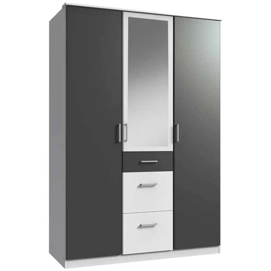 Best Wohnen Kleiderschrank in Weiß & Dunkelgrau - Vanila I