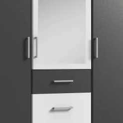 Best Wohnen Kleiderschrank in Weiß & Dunkelgrau - Vanila I