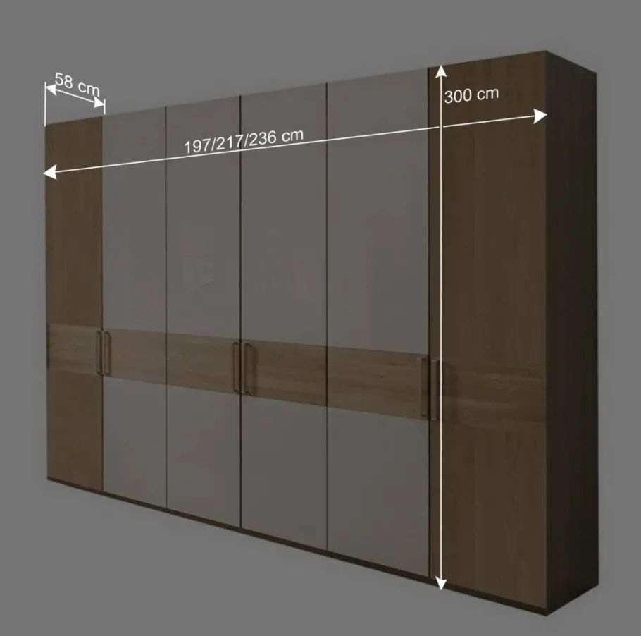 Best Wohnen Kleiderschrank mit 6 Türen 300 cm breit - Emdsiva