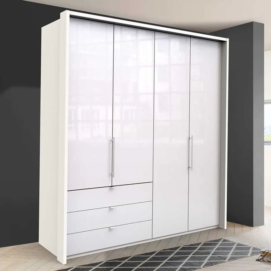 Clearance Wohnen Kleiderschrank mit Glasfront Weiß - Dolienca