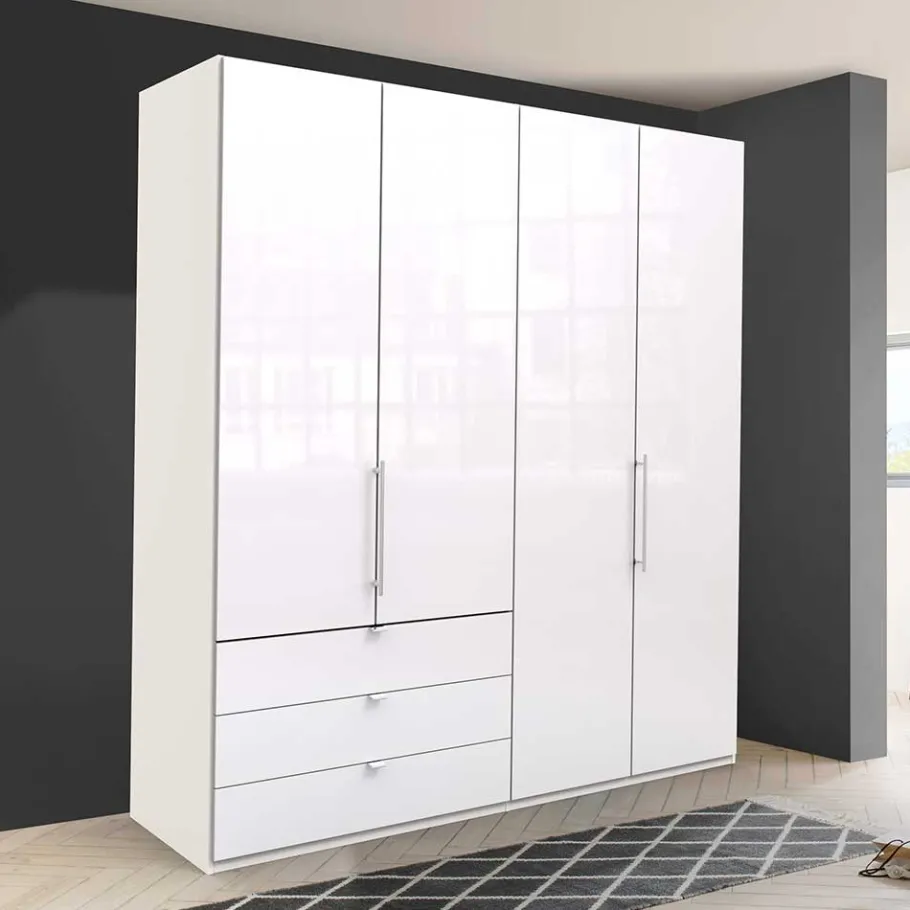 Clearance Wohnen Kleiderschrank mit Glasfront Weiß - Dolienca