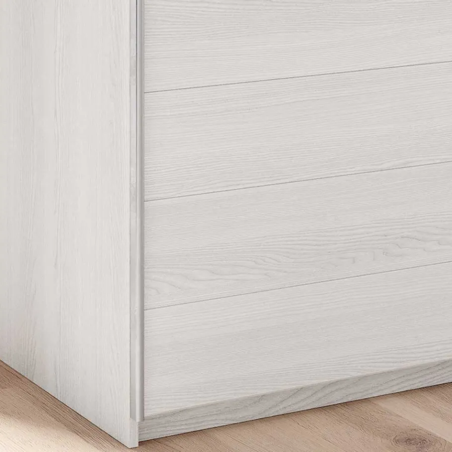 Discount Wohnen Kleiderschrank mit Schwebetüren in Esche Weiß - Pruducia