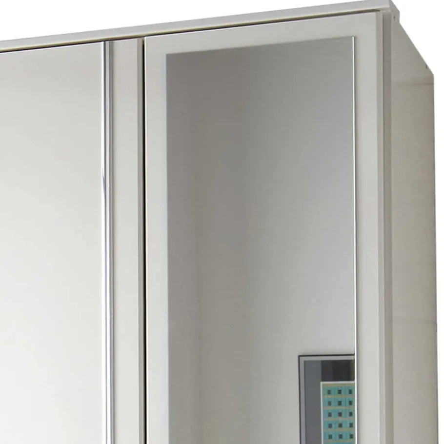 Sale Wohnen Kleiderschrank mit Spiegel in Weiß & Chrom - Miracella