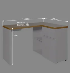New Wohnen Kleiner Eckschreibtisch mit Stauraum - Xuana