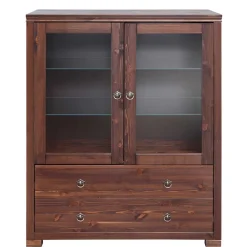 Outlet Wohnen Kleiner Vitrinenschrank in Dunkelbraun - Luvin