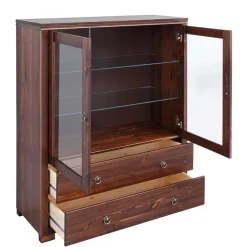 Outlet Wohnen Kleiner Vitrinenschrank in Dunkelbraun - Luvin