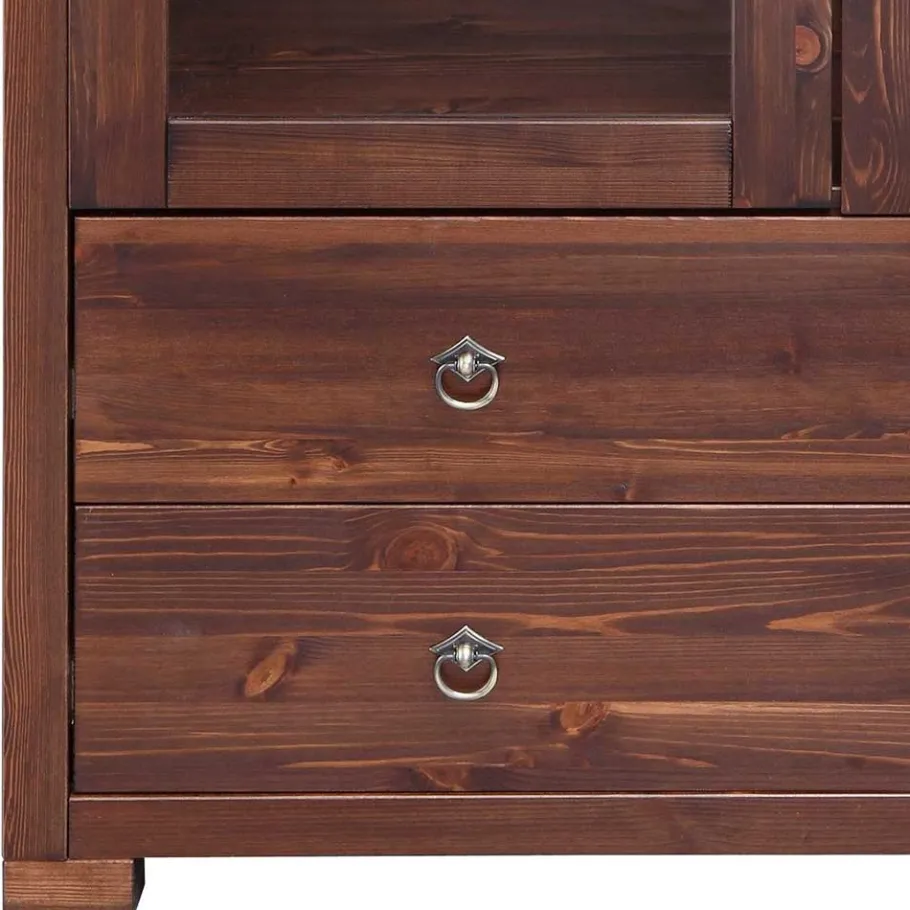 Outlet Wohnen Kleiner Vitrinenschrank in Dunkelbraun - Luvin