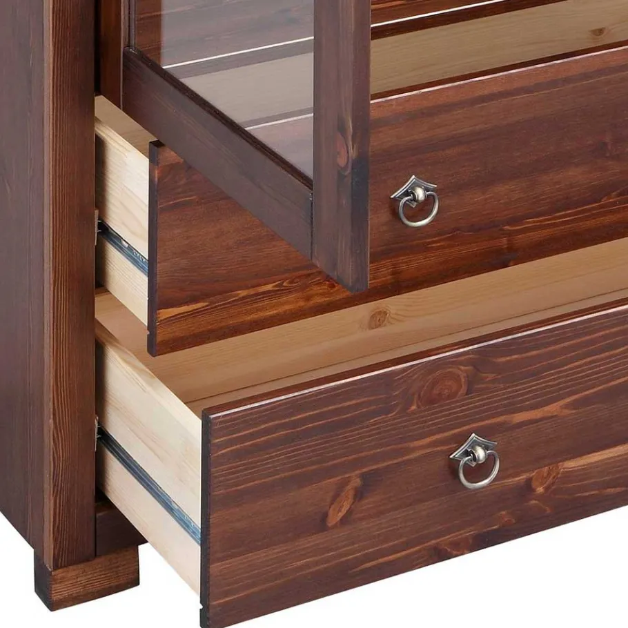 Outlet Wohnen Kleiner Vitrinenschrank in Dunkelbraun - Luvin