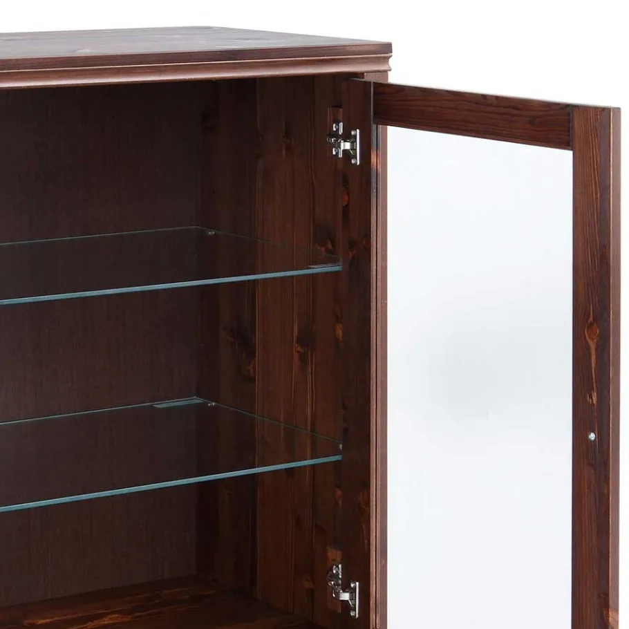 Outlet Wohnen Kleiner Vitrinenschrank in Dunkelbraun - Luvin