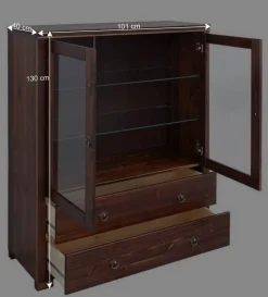 Outlet Wohnen Kleiner Vitrinenschrank in Dunkelbraun - Luvin