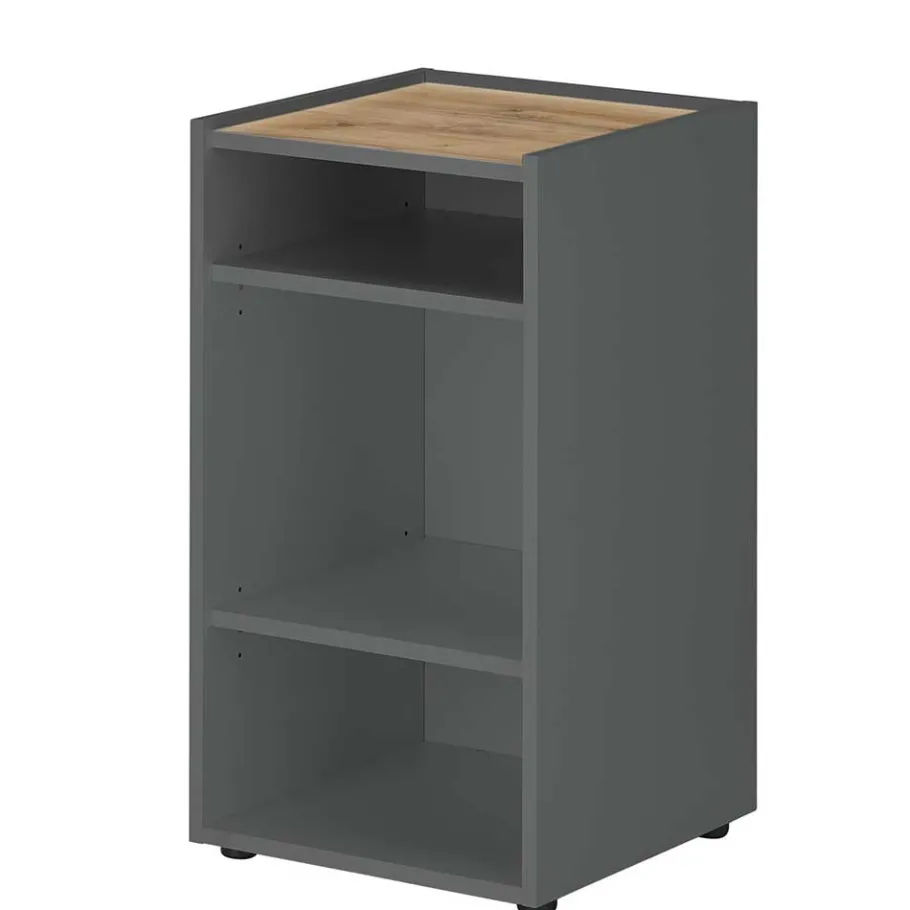 New Wohnen Kleines Ordnerregal in Anthrazit & Wildeiche Dekor - Ahilav