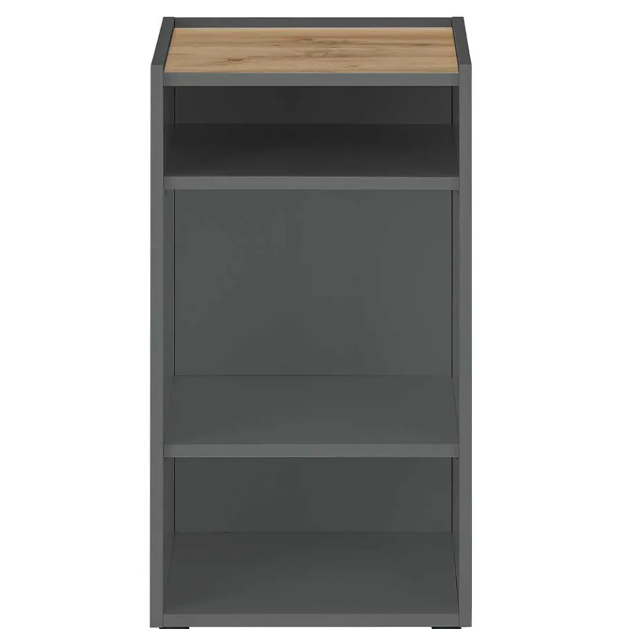 New Wohnen Kleines Ordnerregal in Anthrazit & Wildeiche Dekor - Ahilav