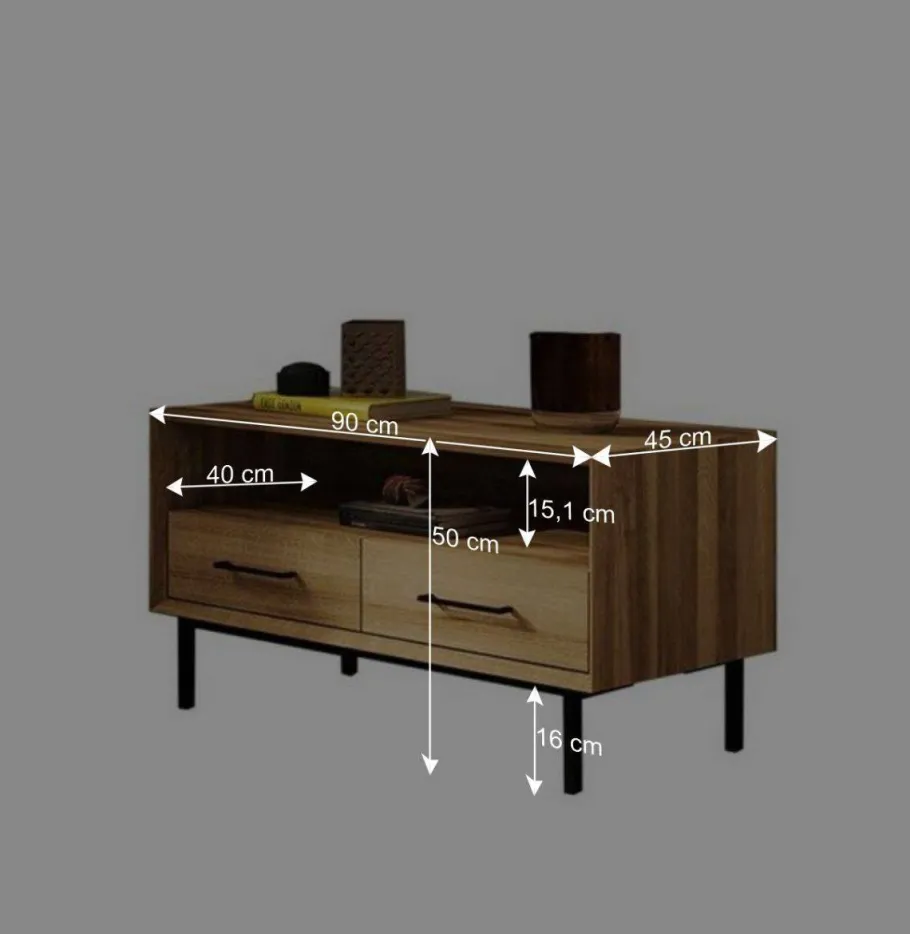 New Wohnen Kleines TV Board im Format 90x50x45 cm - Kerfa