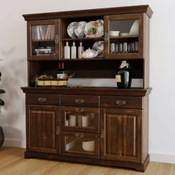 Outlet Wohnen Kolonialstil Buffet in Kiefer dunkel - Jurcavs