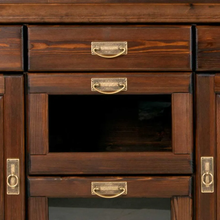 Outlet Wohnen Kolonialstil Buffet in Kiefer dunkel - Jurcavs