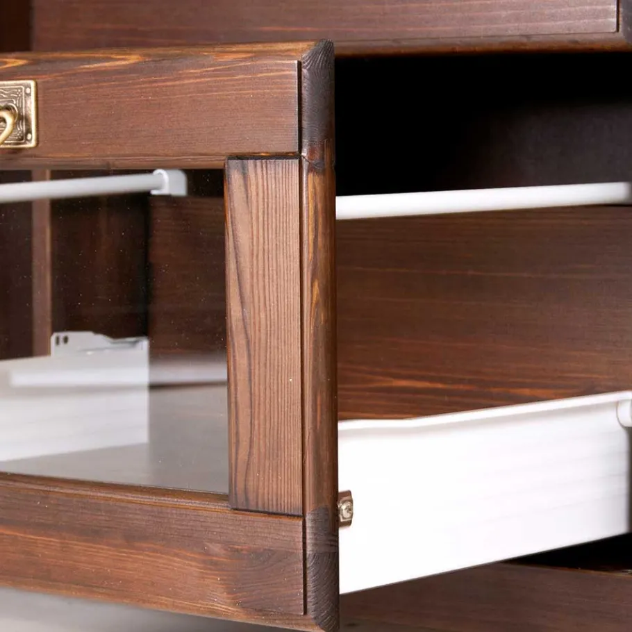 Outlet Wohnen Kolonialstil Buffet in Kiefer dunkel - Jurcavs