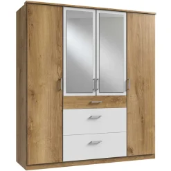 New Wohnen Kombi Kleiderschrank in Plankeneiche mit Weiß - Curacao