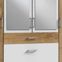 New Wohnen Kombi Kleiderschrank in Plankeneiche mit Weiß - Curacao