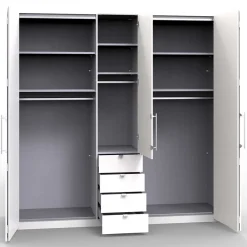 Clearance Wohnen Kombi-Kleiderschrank 3 türig & 4 Schubladen - Vaclyn