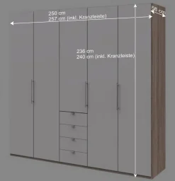 Clearance Wohnen Kombi-Kleiderschrank 3 türig & 4 Schubladen - Vaclyn
