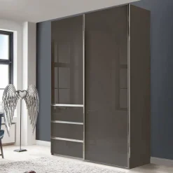Sale Wohnen Kombi-Kleiderschrank in Braun Glasfront - 165 cm - Preema