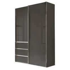 Sale Wohnen Kombi-Kleiderschrank in Braun Glasfront - 165 cm - Preema