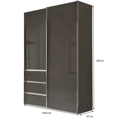 Sale Wohnen Kombi-Kleiderschrank in Braun Glasfront - 165 cm - Preema