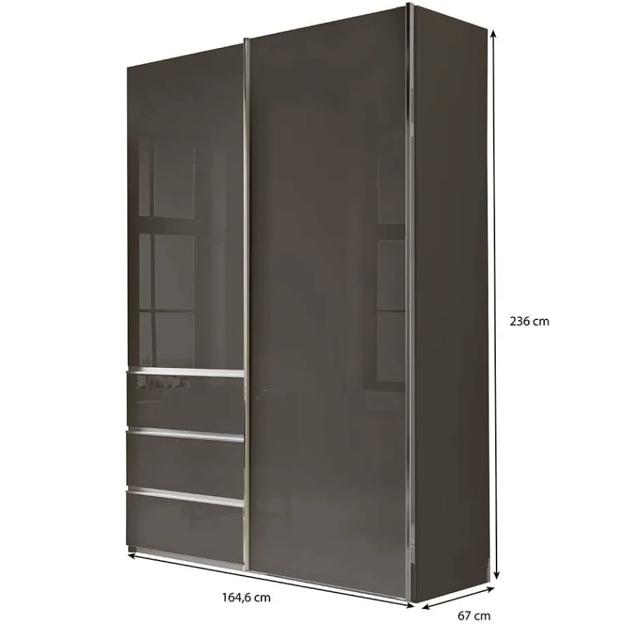 Sale Wohnen Kombi-Kleiderschrank in Braun Glasfront - 165 cm - Preema