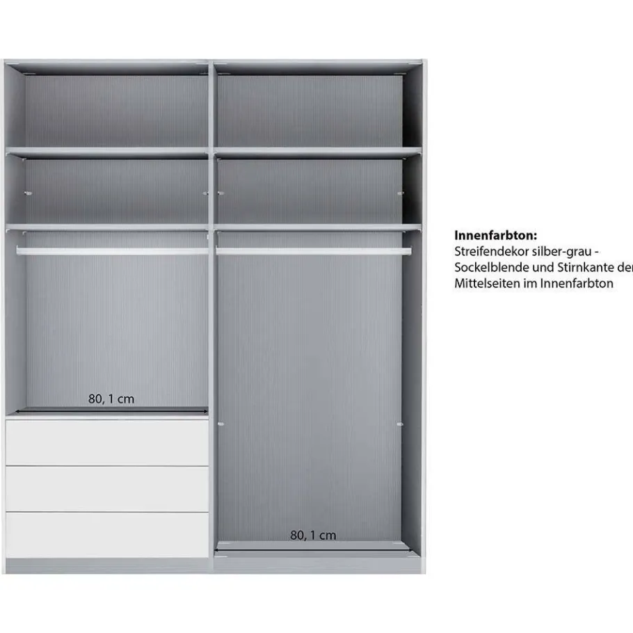 Sale Wohnen Kombi-Kleiderschrank in Braun Glasfront - 165 cm - Preema