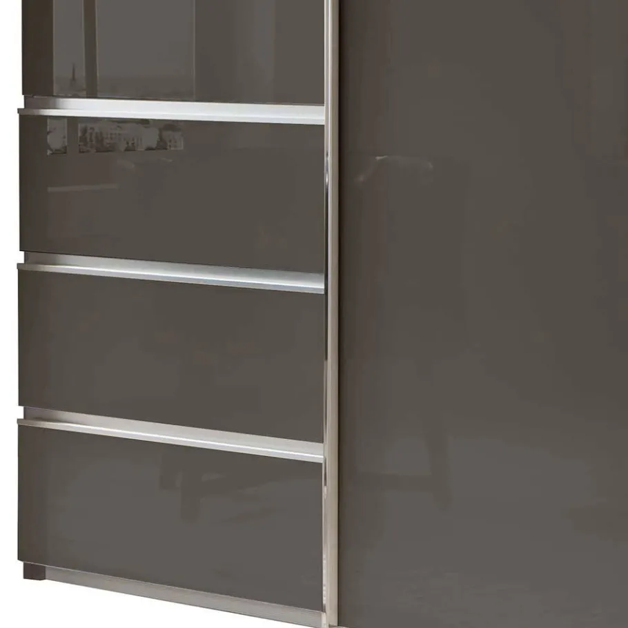 Sale Wohnen Kombi-Kleiderschrank in Braun Glasfront - 165 cm - Preema