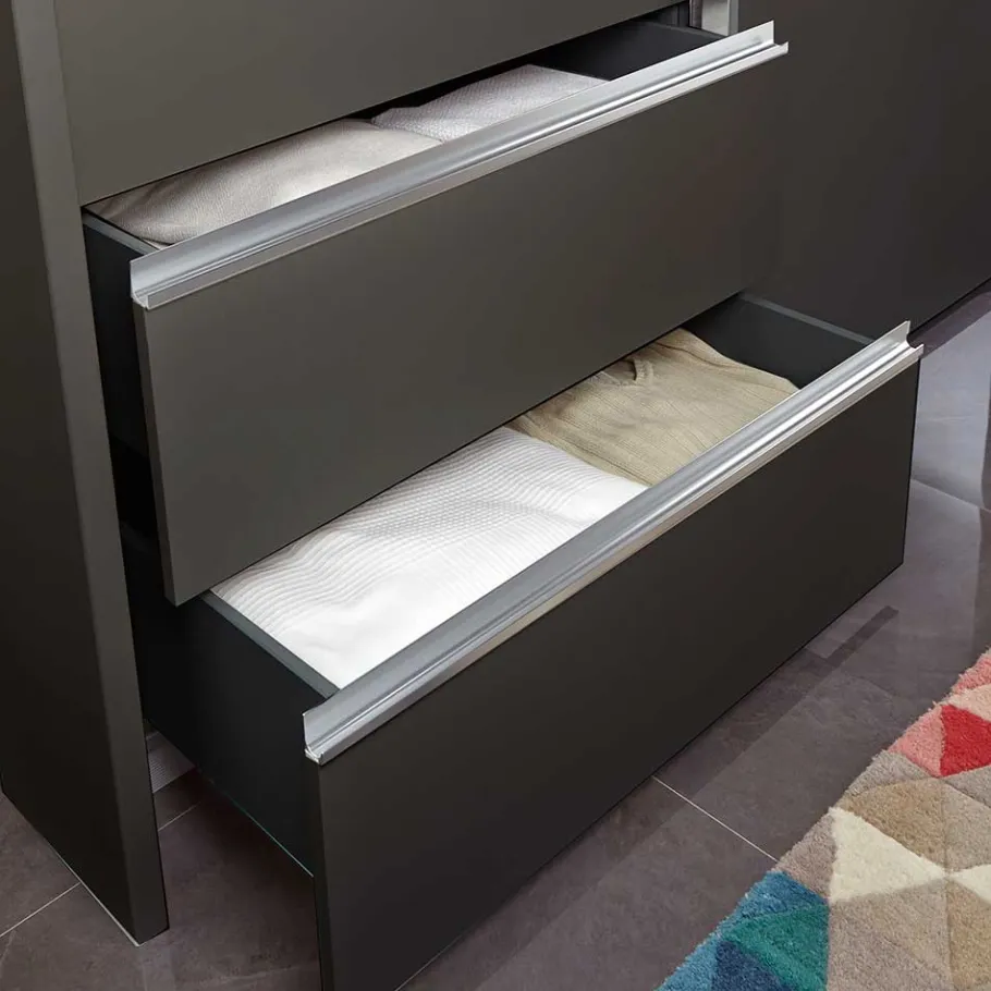 Sale Wohnen Kombi-Kleiderschrank in Braun Glasfront - 165 cm - Preema