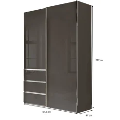 Sale Wohnen Kombi-Kleiderschrank in Braun Glasfront - 165 cm - Preema