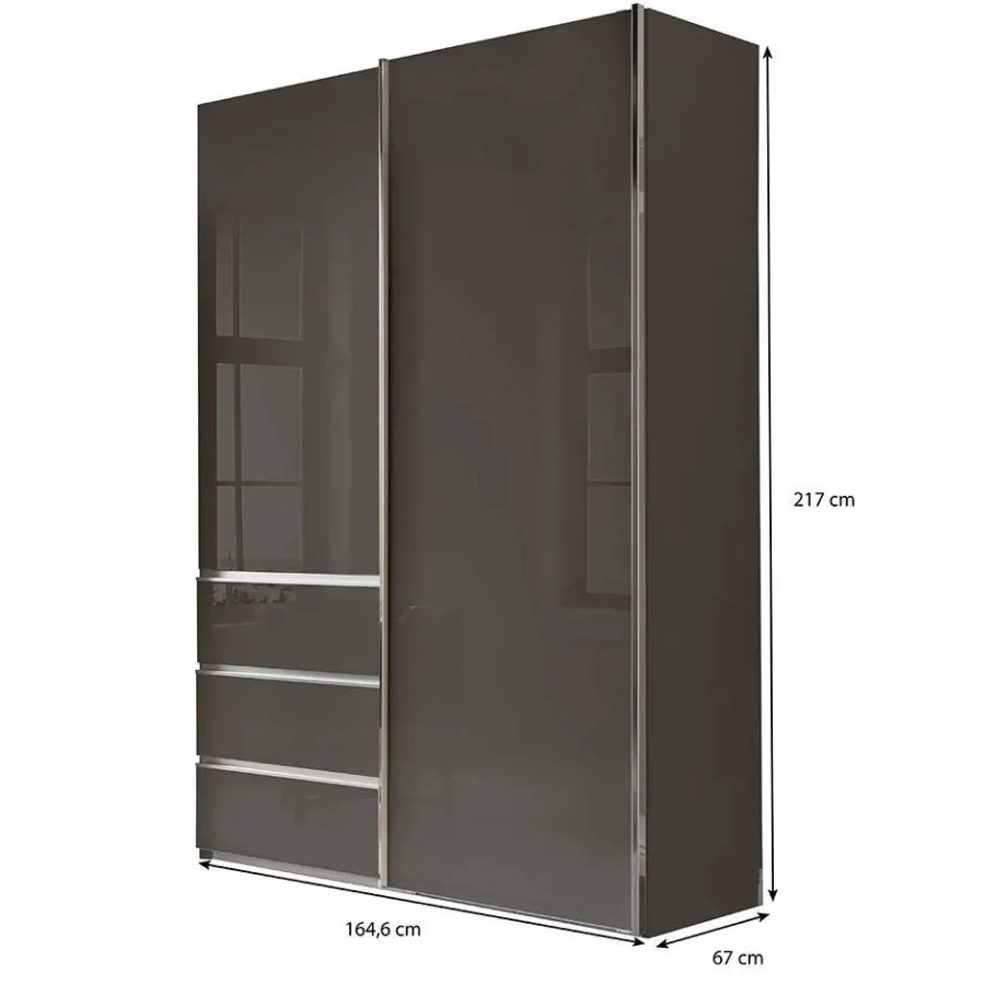 Sale Wohnen Kombi-Kleiderschrank in Braun Glasfront - 165 cm - Preema